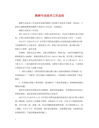 路桥专业技术工作总结