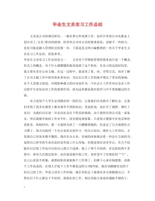 毕业生文员实习工作总结