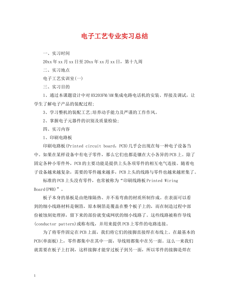 电子工艺专业实习总结_第1页