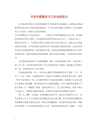 大学生假期实习工作总结范文