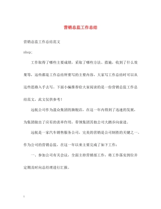 营销总监工作总结