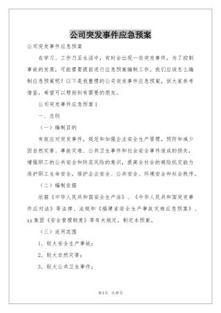 公司突发事件应急预案