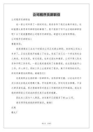 公司程序员辞职信
