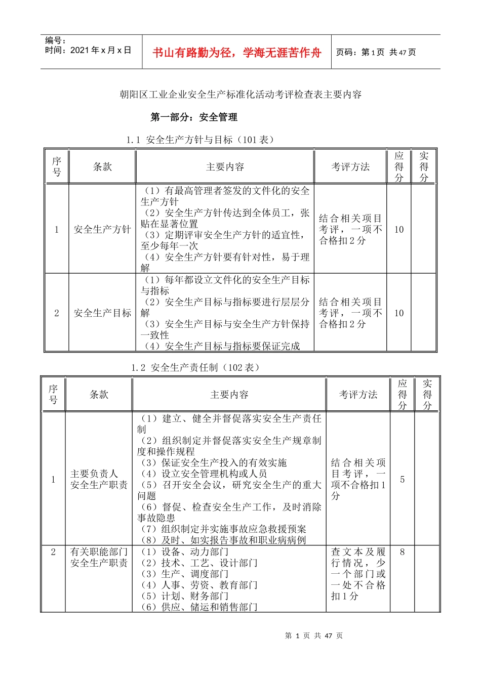 www.cnshu.cn资料下载【朝阳区工业企业安全生产标准化活动考评检查表主要内容】_第1页