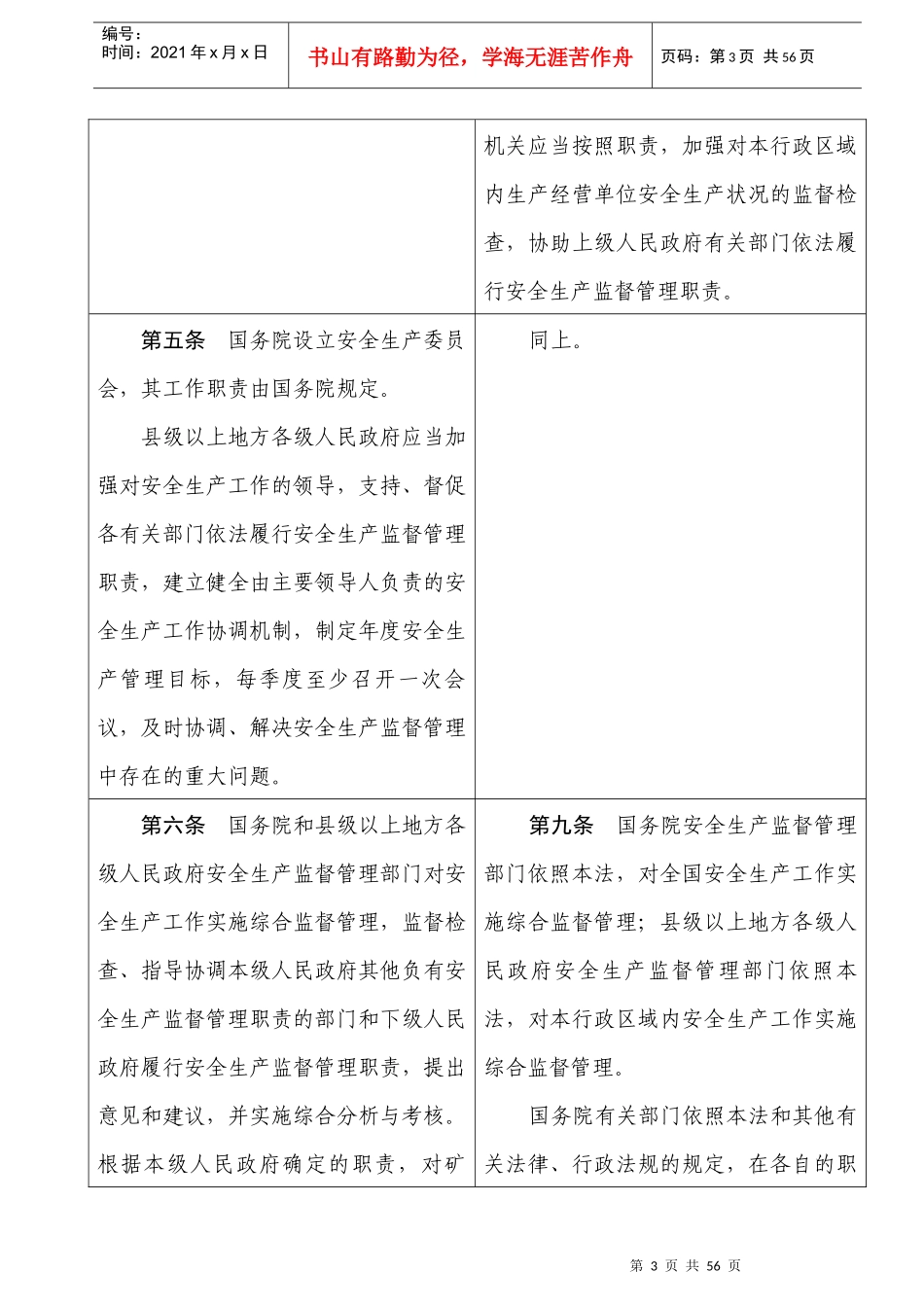 安全生产法实施条例对照表_第3页