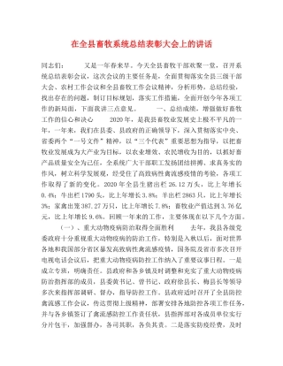 在全县畜牧系统总结表彰大会上的讲话 