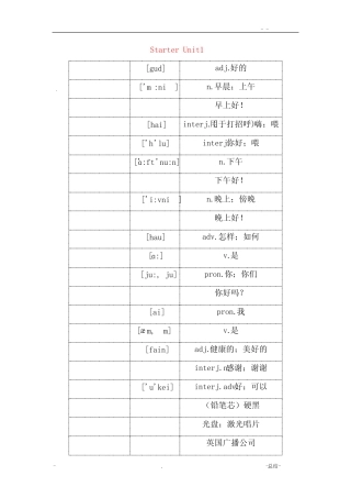 新人教版七年级上册英语单词表默写版 