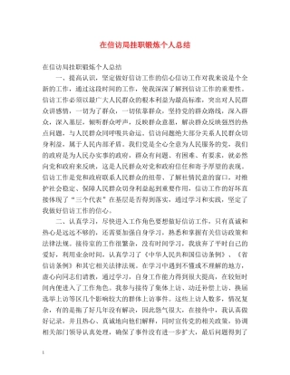 在信访局挂职锻炼个人总结 