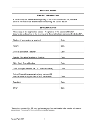 IEP COMPONENTS