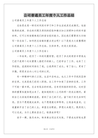 公司普通员工年度个人工作参考总结