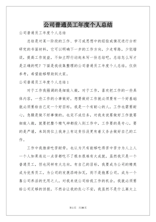 公司普通员工年度个人参考总结