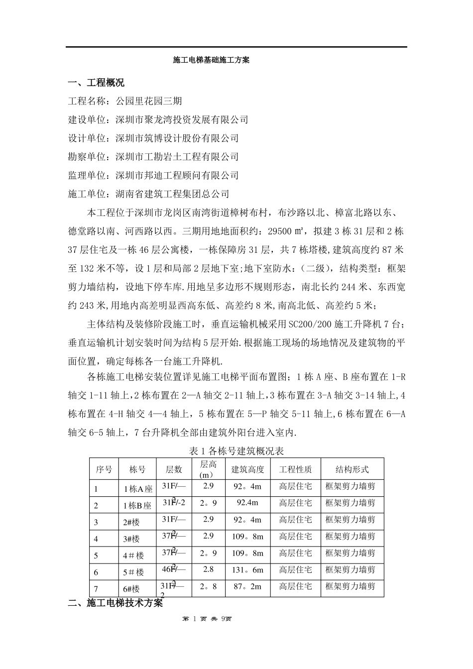 施工电梯基础施工方案_第1页