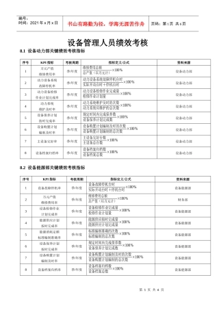 设备管理人员绩效考核