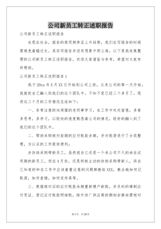 公司新员工转正述职报告