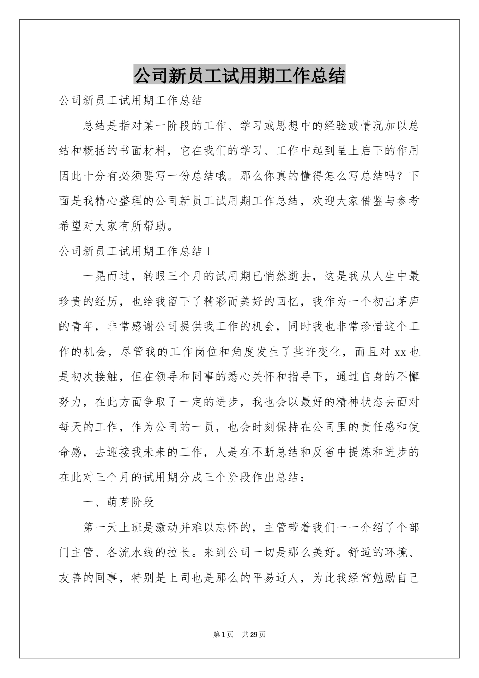 公司新员工试用期工作参考总结_第1页