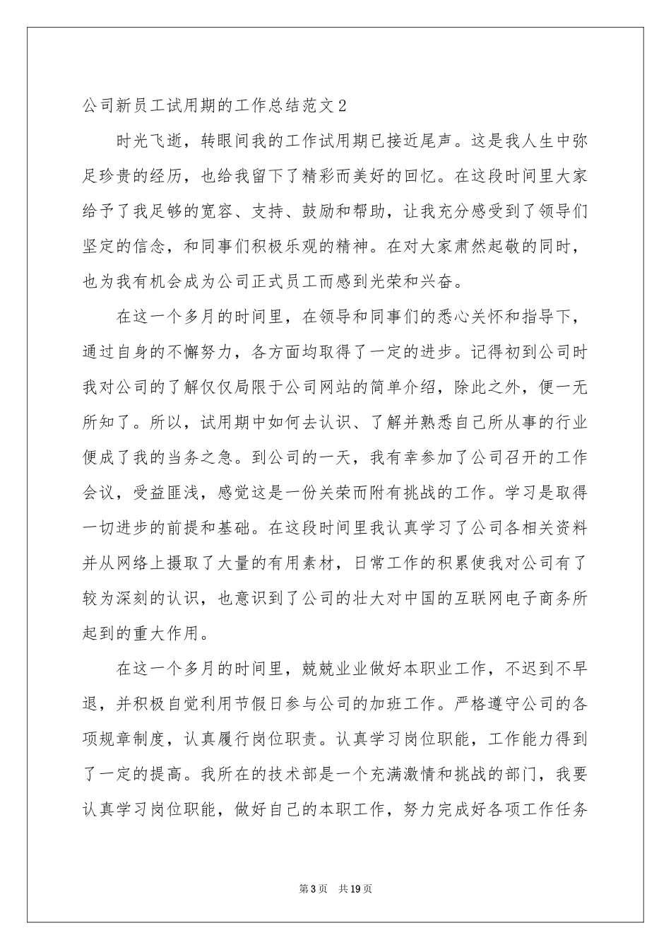 公司新员工试用期的工作参考总结范本_第3页