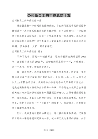公司新员工的年终参考总结十篇