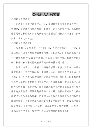 公司新人入职感言