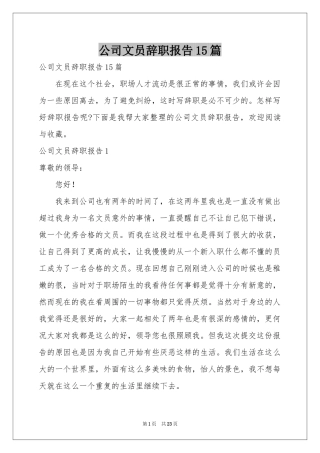公司文员辞职报告15篇