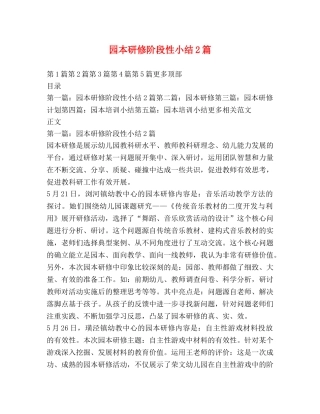 园本研修阶段性小结2篇 