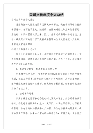 公司文员年度个人参考总结