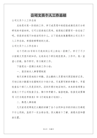 公司文员个人工作参考总结