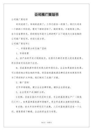 公司推广策划书
