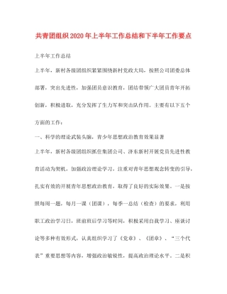 共青团组织年上半年工作总结和下半年工作要点