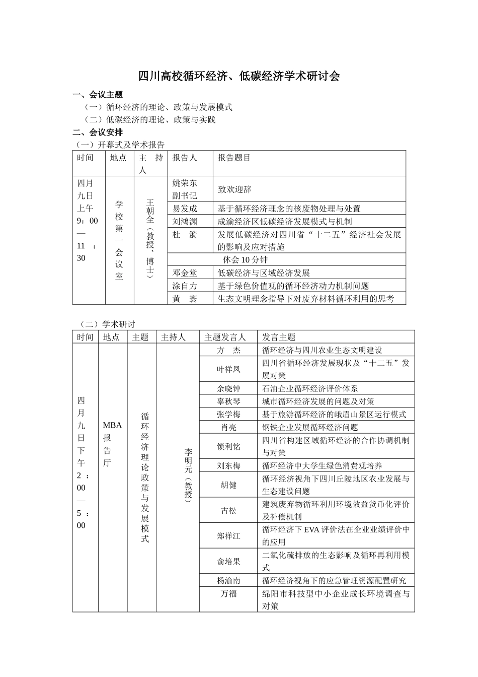 四川高校循环经济、低碳经济学术研讨会-四川高校循环_第1页