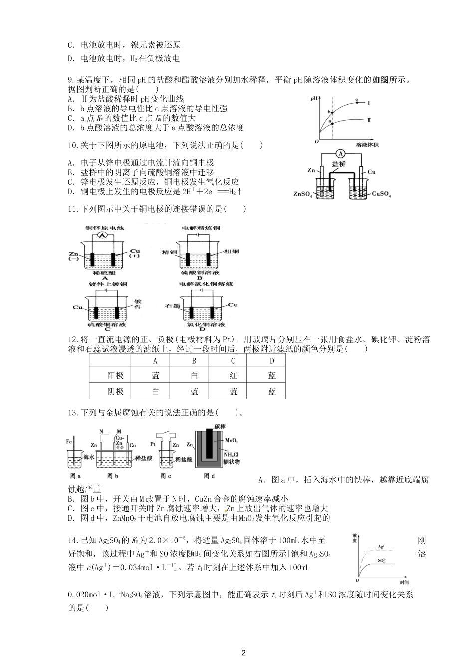 高二下期第二次月考化学试题_第2页