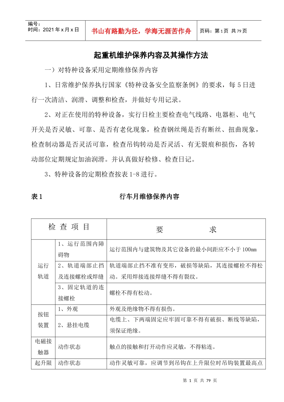 桥式起重机大修理项目技术标准_第1页