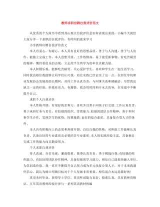 教师求职应聘自我评价范文