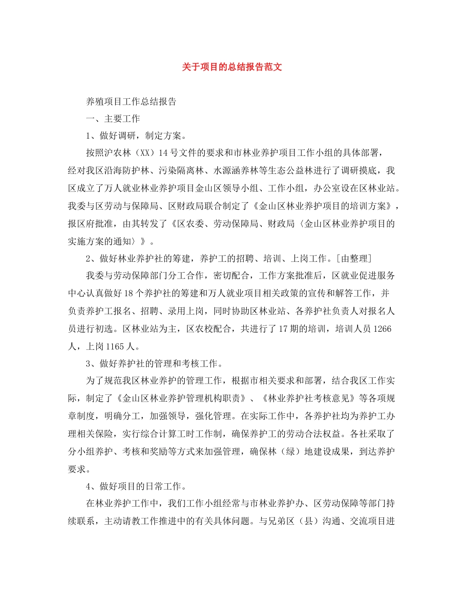 关于项目的总结报告范文_第1页