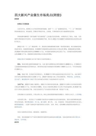 四大新兴产业催生市场亮点