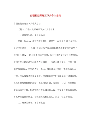 自强社赴青海三下乡个人总结