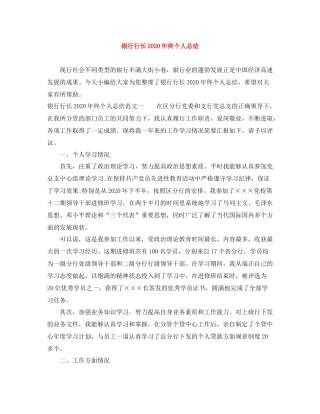 银行行长年终个人总结