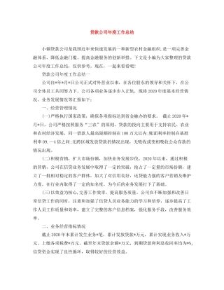 贷款公司年度工作总结