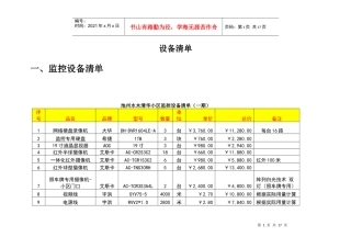 监控设备清单与楼宇对讲设备清单