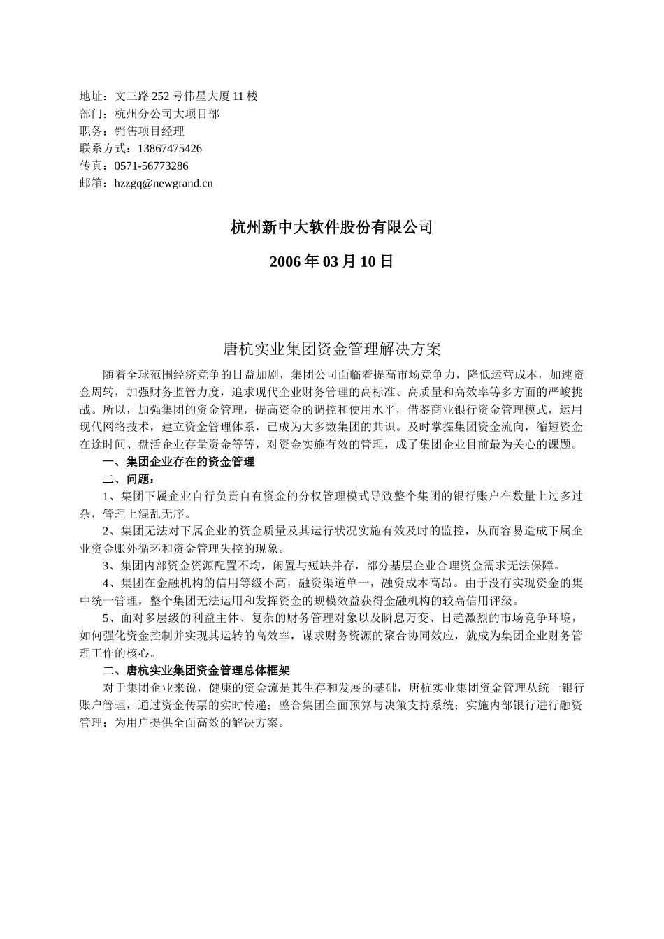 唐杭实业集团资金管理解决方案_第2页
