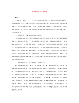 工业统计个人工作总结