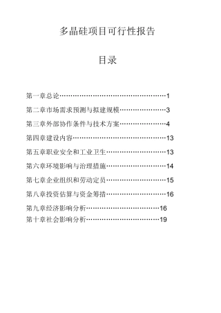 多晶硅项目可行性报告