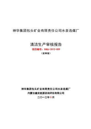 xx选煤厂清洁生产审核报告