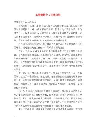 品牌销售个人自我总结 