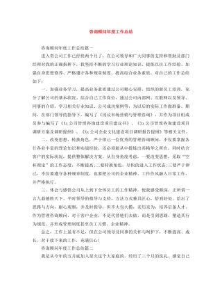 咨询顾问年度工作总结 