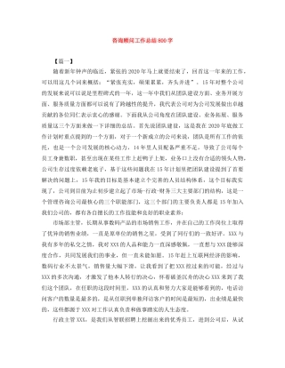 咨询顾问工作总结800字 