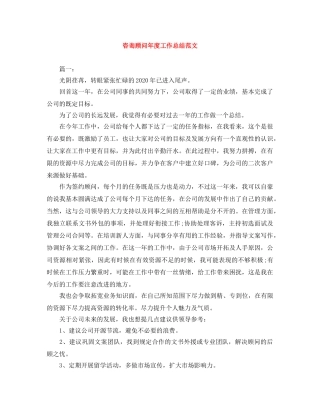 咨询顾问年度工作总结范文 