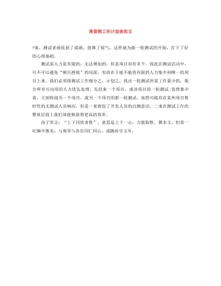 周营销工作计划表范文 