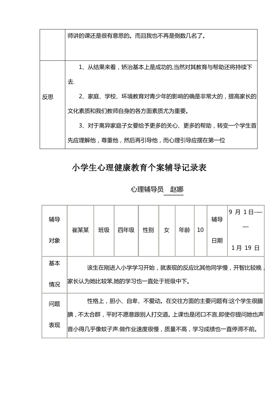 小学生心理健康教育个案辅导记录表28079_第3页