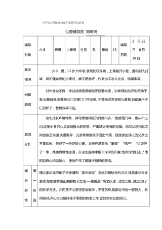 小学生心理健康教育个案辅导记录表28079
