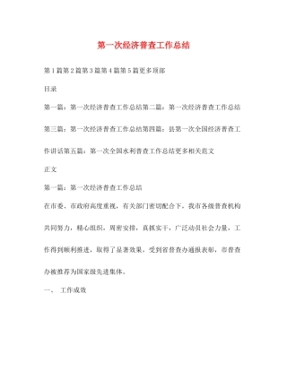第一次经济普查工作总结